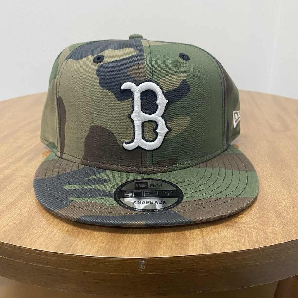 New Era‎ Boston Red Sox Hat Men's Snapback Green Camo 9Fifty MLB Trucker Cap